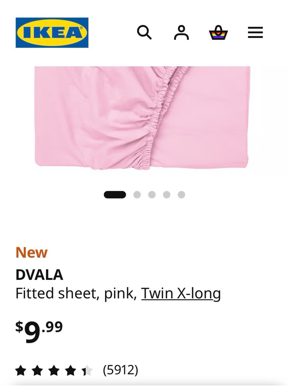 IKEA Pink Fitted Sheet - DVÄLA-brand new, never opened